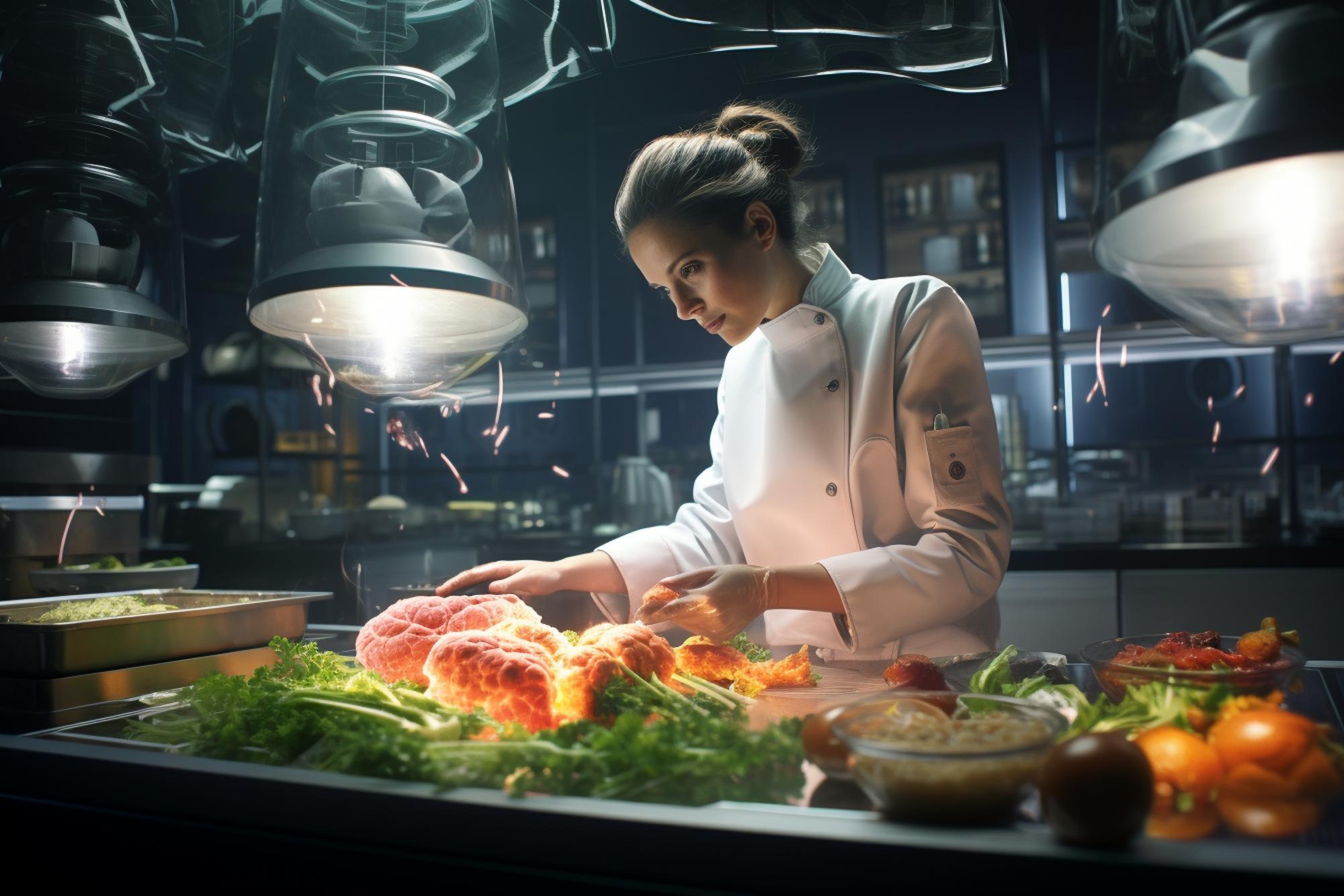 Student working with sous-vide device